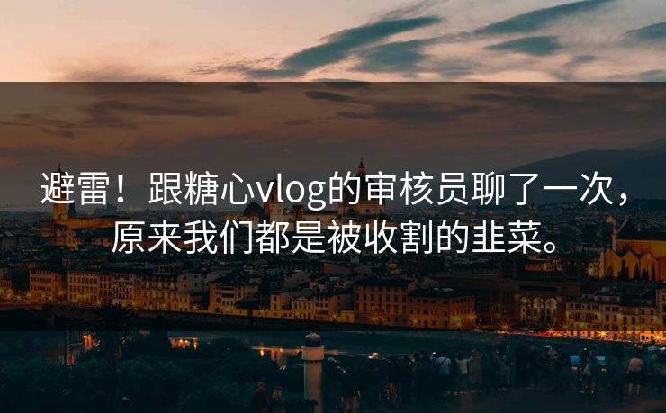 避雷！跟糖心vlog的审核员聊了一次，原来我们都是被收割的韭菜。