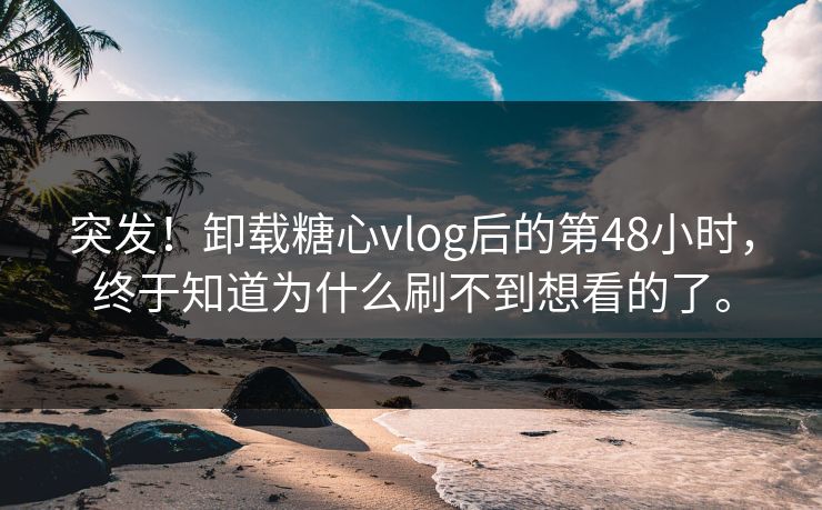 突发！卸载糖心vlog后的第48小时，终于知道为什么刷不到想看的了。