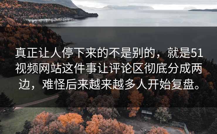 真正让人停下来的不是别的，就是51视频网站这件事让评论区彻底分成两边，难怪后来越来越多人开始复盘。
