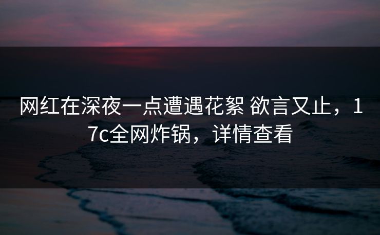 网红在深夜一点遭遇花絮 欲言又止，17c全网炸锅，详情查看