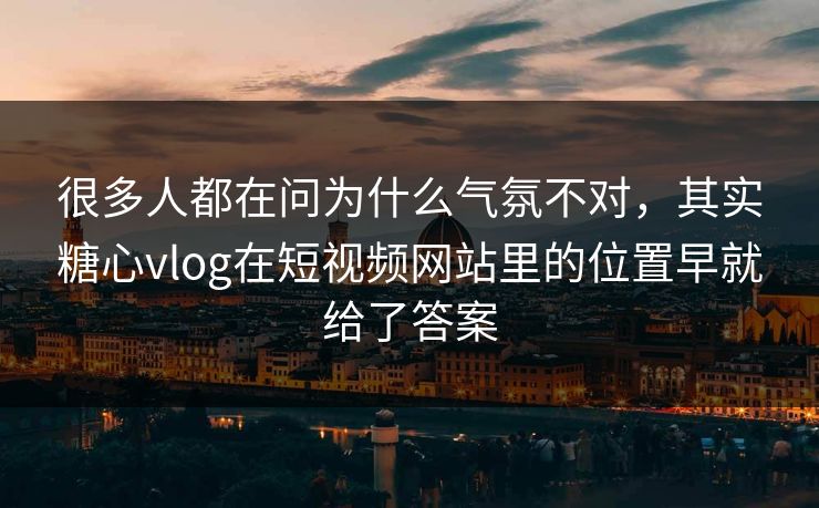 很多人都在问为什么气氛不对，其实糖心vlog在短视频网站里的位置早就给了答案