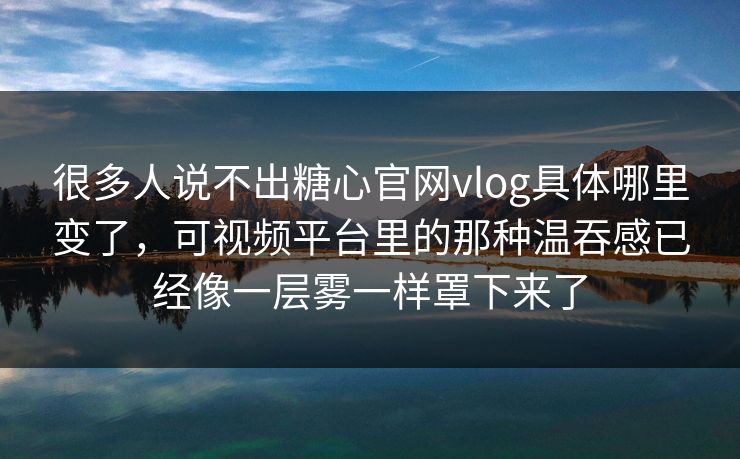 很多人说不出糖心官网vlog具体哪里变了，可视频平台里的那种温吞感已经像一层雾一样罩下来了